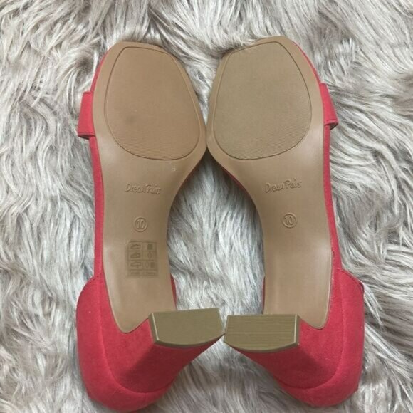 DREAM PAIRS Red Square Open Toe Low Block Chunky Heel Ankle Strap Pump Shoe - Picture 4 of 16